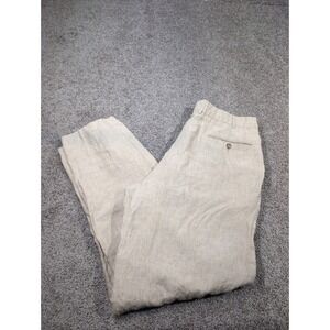 Faconnable Albert Goldberg Mens 34 Beige 100% Linen Pleated Trousers Portugal